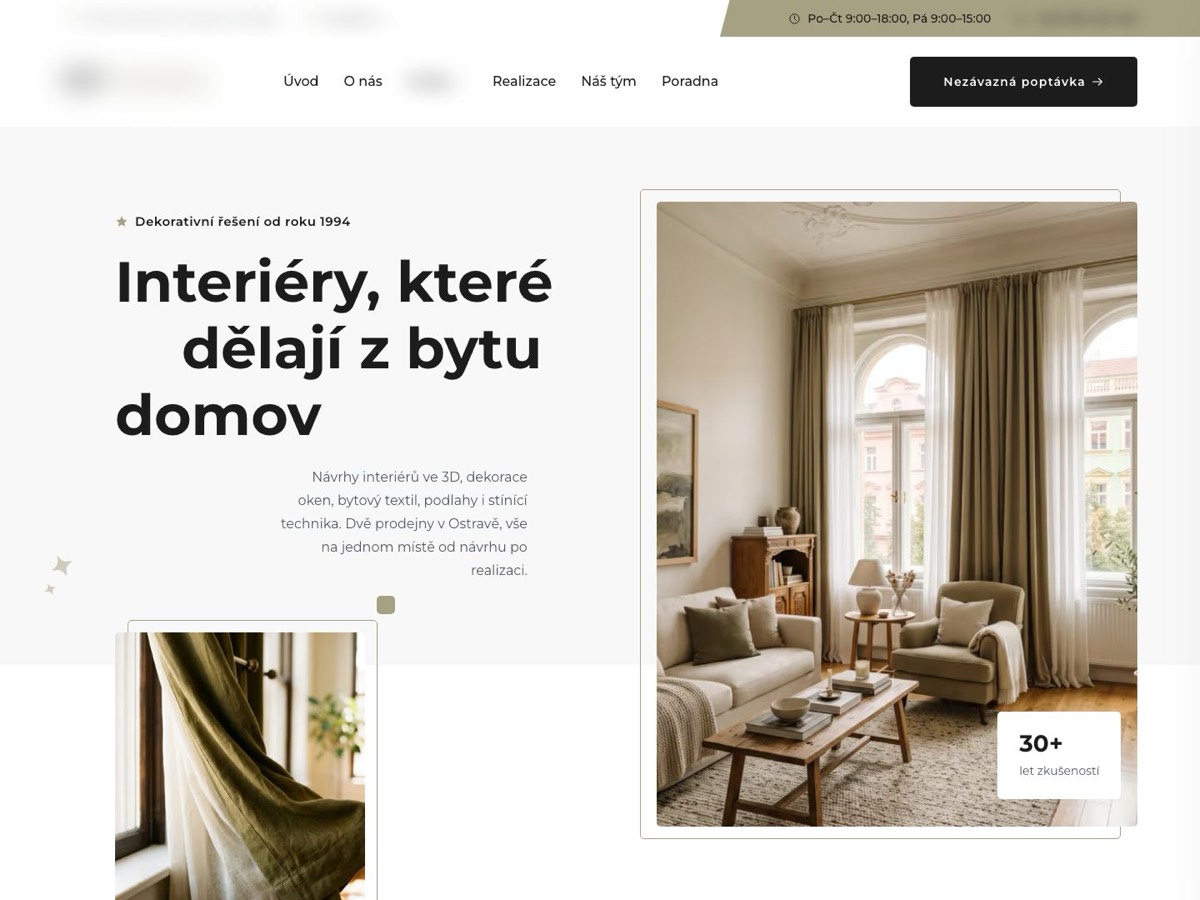 Náhled webu Interiéry a dekorace
