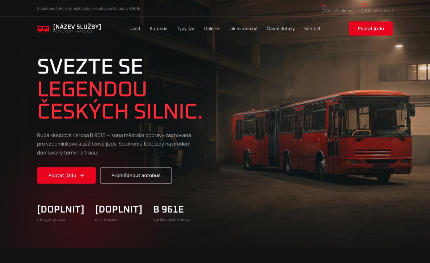 Náhled webu Historický autobus · foto jízdy