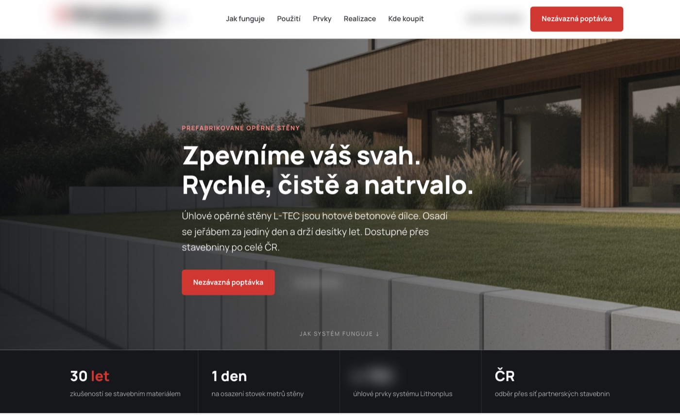 Náhled webu Prefab opěrné stěny