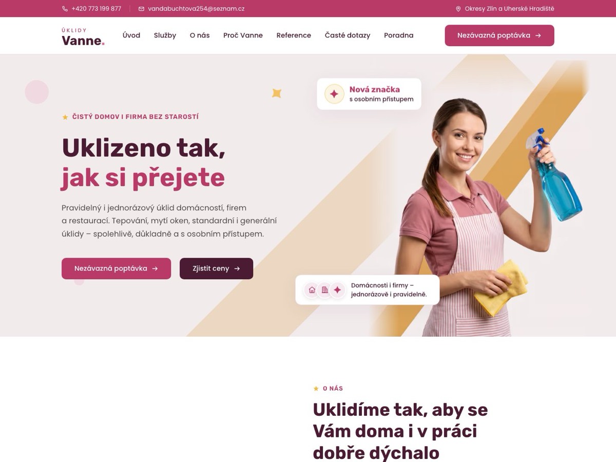 Náhled webu Úklidy Vanne